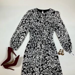 Tahari ASL  Faux Drape Dress Size 8 Black & White